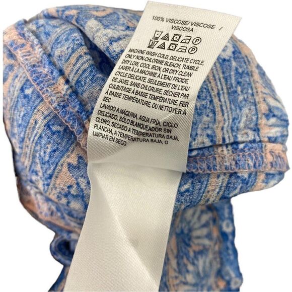 Lucky Brand Women’s M Floral Boho Blouse Pink‎ Blue Top Peasant ￼ - Picture 10 of 11